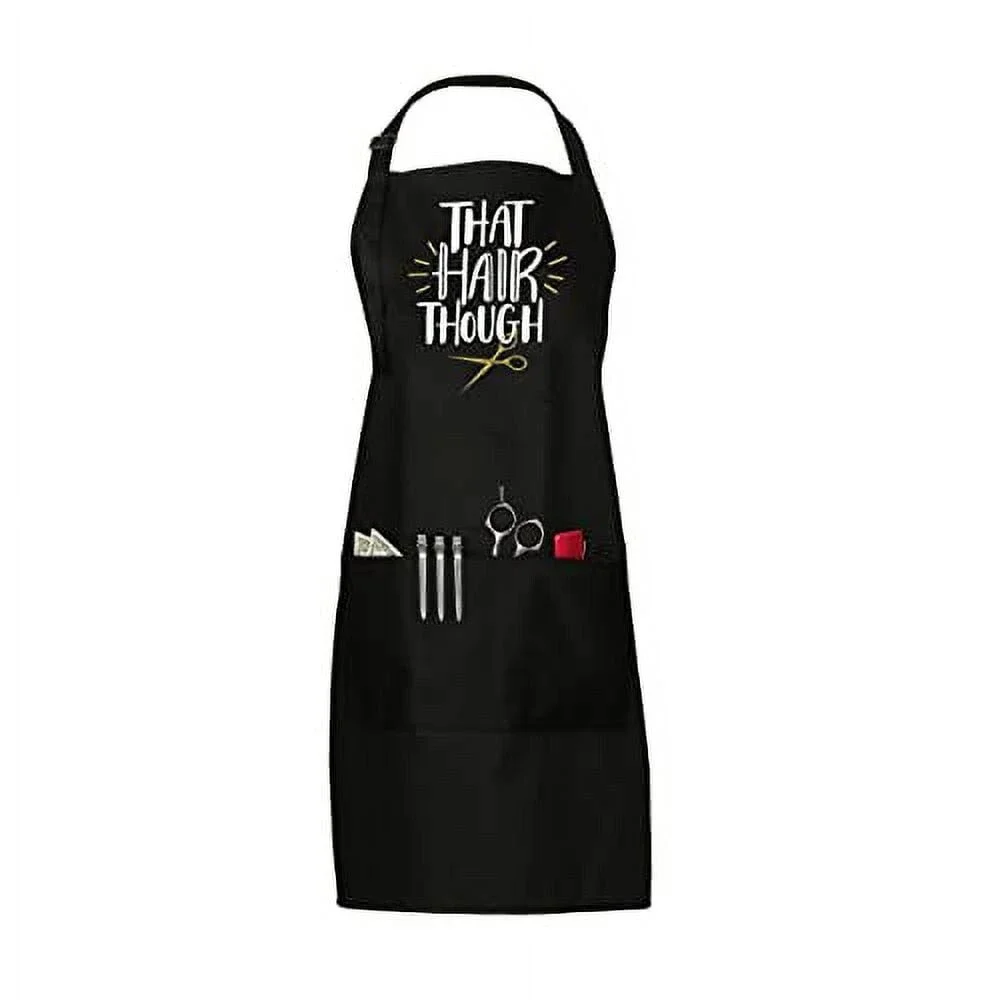 That Hair Though Salon Stylist Apron, Black with 3 Pockets